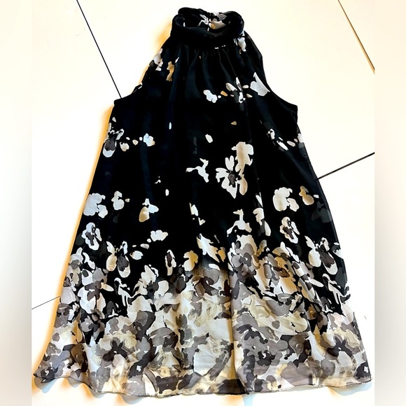 INC International Concepts Floral Halter Dress in Black and White Women’s Sz 10 - Picture 1 of 14